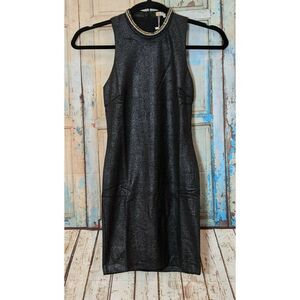 Lucy & Co Womens Small Black Silver Glittery Knee Length Sheath Pencil Dress